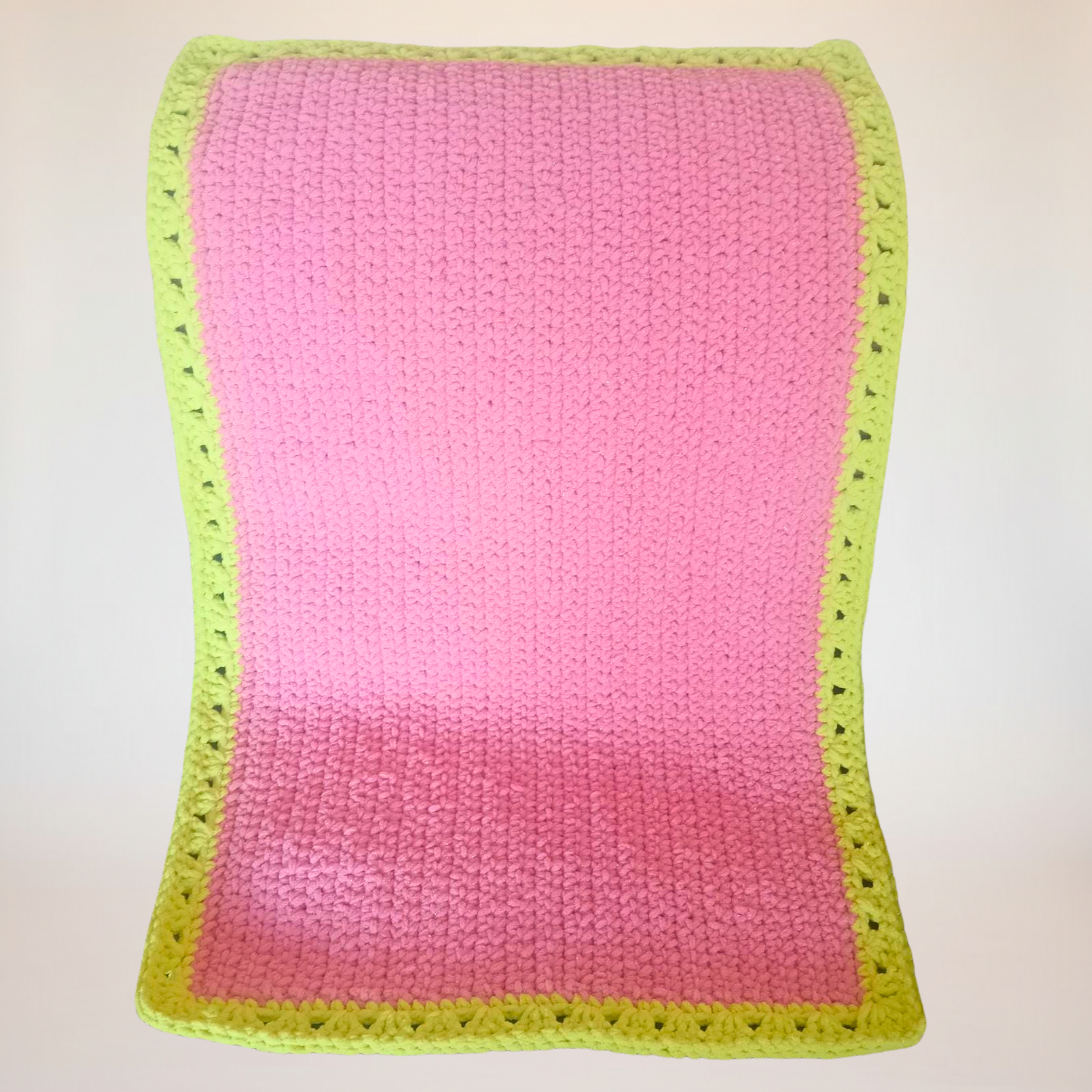 Baby Blanket - Handcrafted Chunky Plush Design Hot Pink and Lime Green