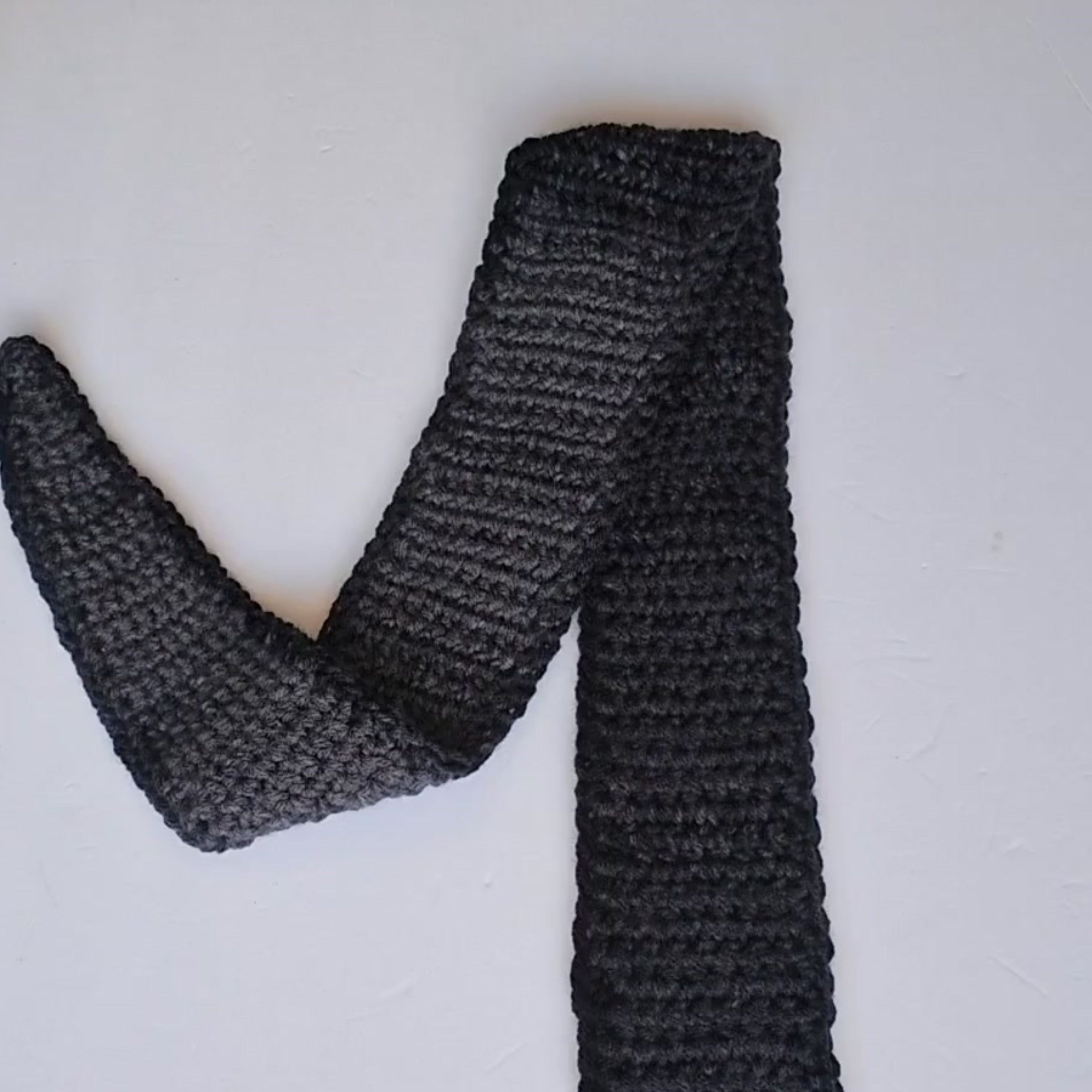 Grey Ombre Sophie Scarf with Black Trim - Handmade Crochet Scarf