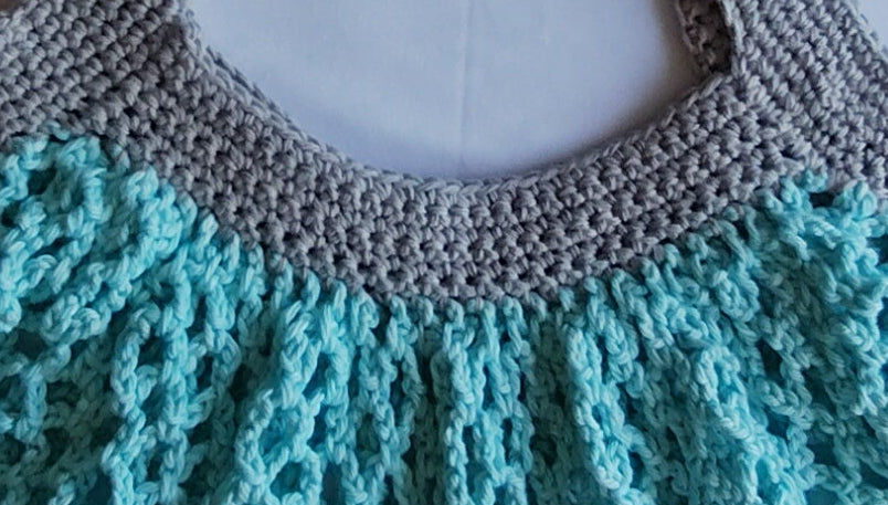 Mesh Market Bag-Large, Teal with Smokey Grey