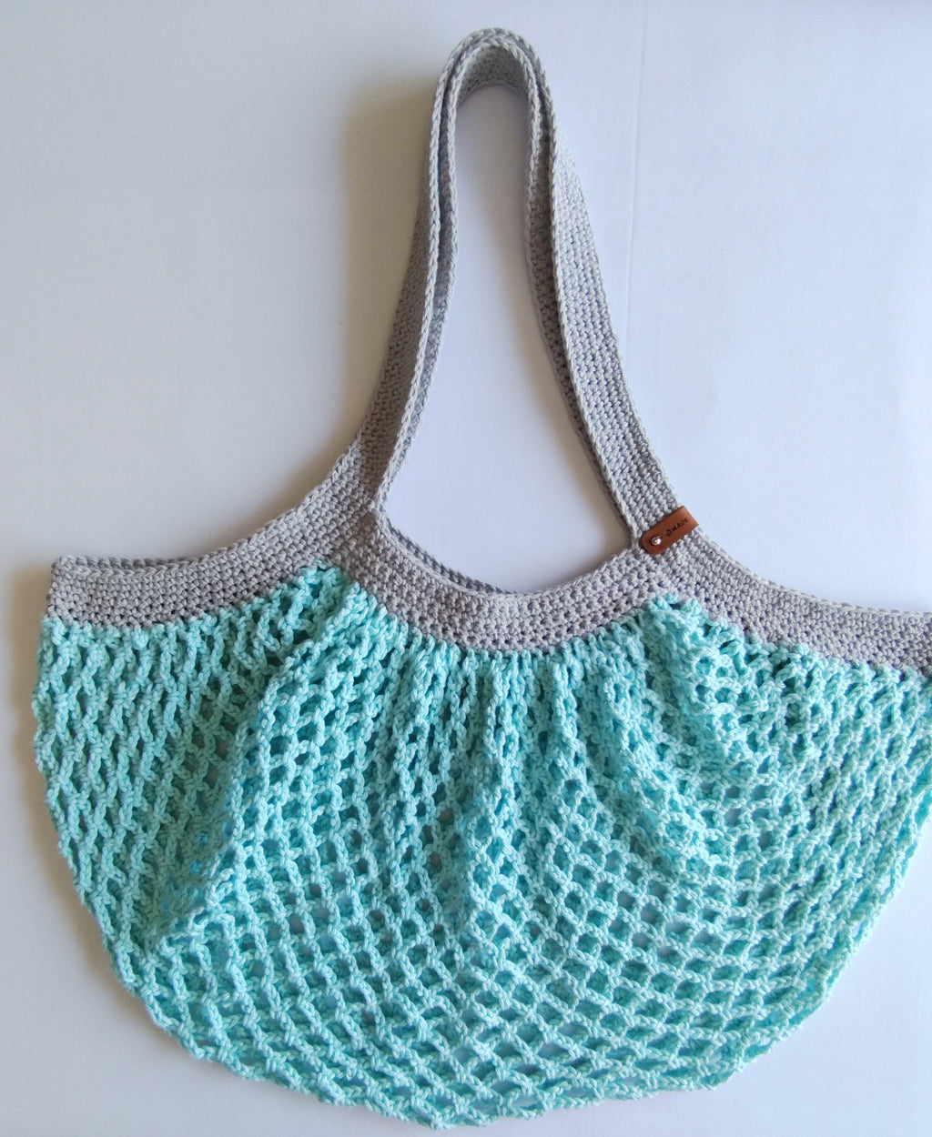 Mesh Market Bag-Large, Teal with Smokey Grey