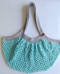Mesh Market Bag-Large, Teal with Smokey Grey