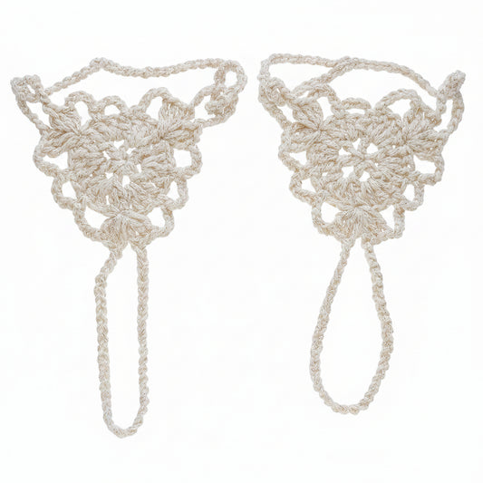 Barefoot Sandal-Beach Wedding, Glimmering Ivory, Women's Foot Jewelry