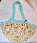 Mesh Market Bag-Spunky Sands+Aqua Handle, Medium