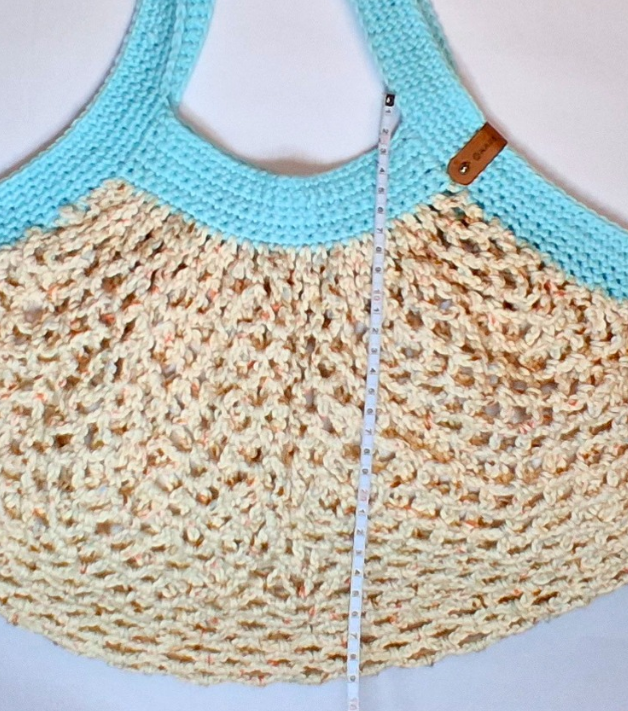 Mesh Market Bag-Spunky Sands+Aqua Handle, Medium
