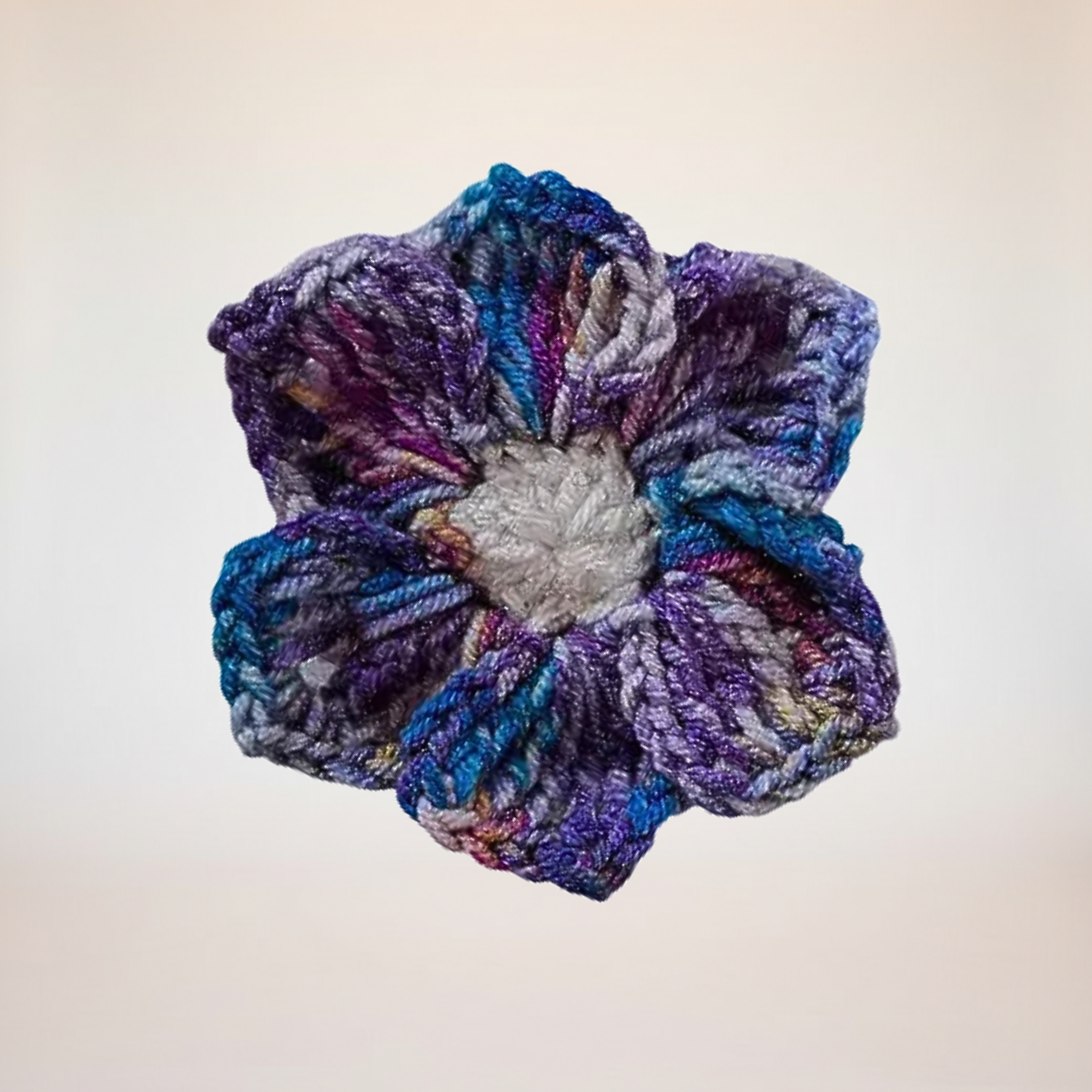 Purple Galaxy Crocheted Hair Tie with Sparkling Center