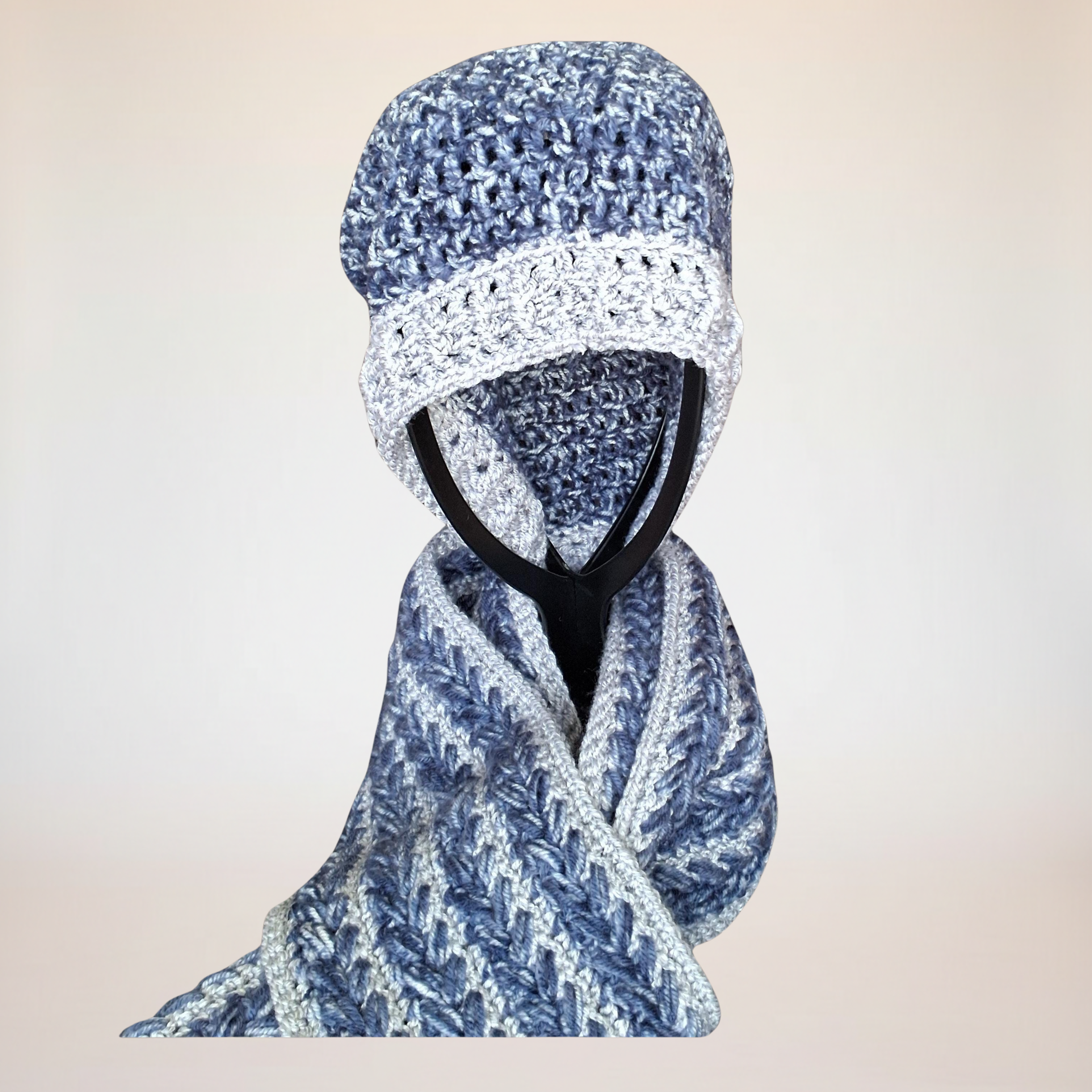 Extra Long Scarf – Striped Denim Design