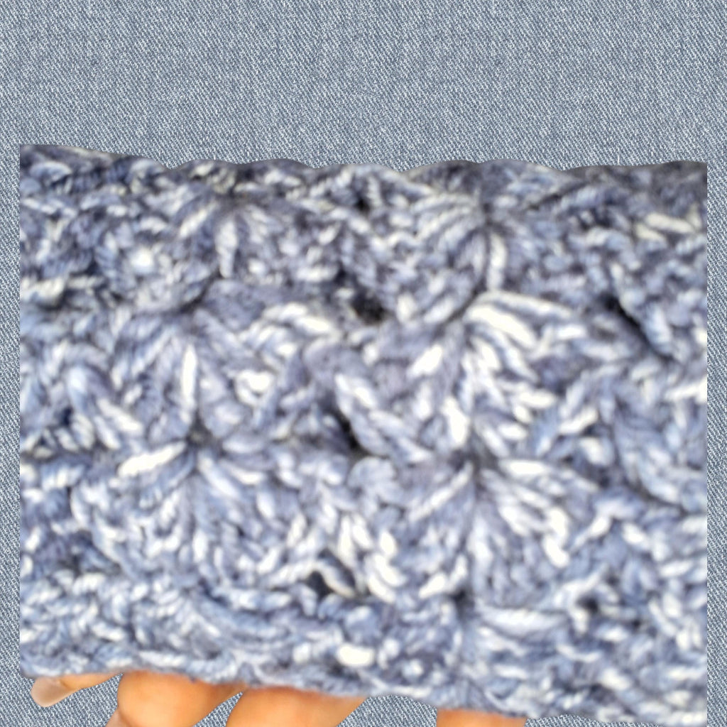 Denim Blue Kids Crochet Scarf – Handmade Soft Acrylic Shell Stitch – Unisex Winter Accessory