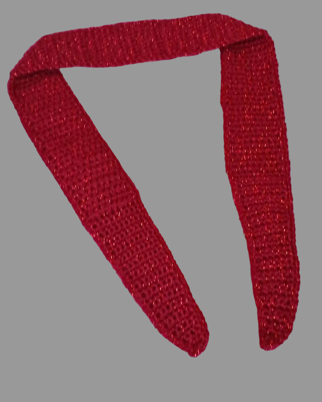 Sparkling Red Skinny Sophie Scarf – Lightweight Metallic Crochet