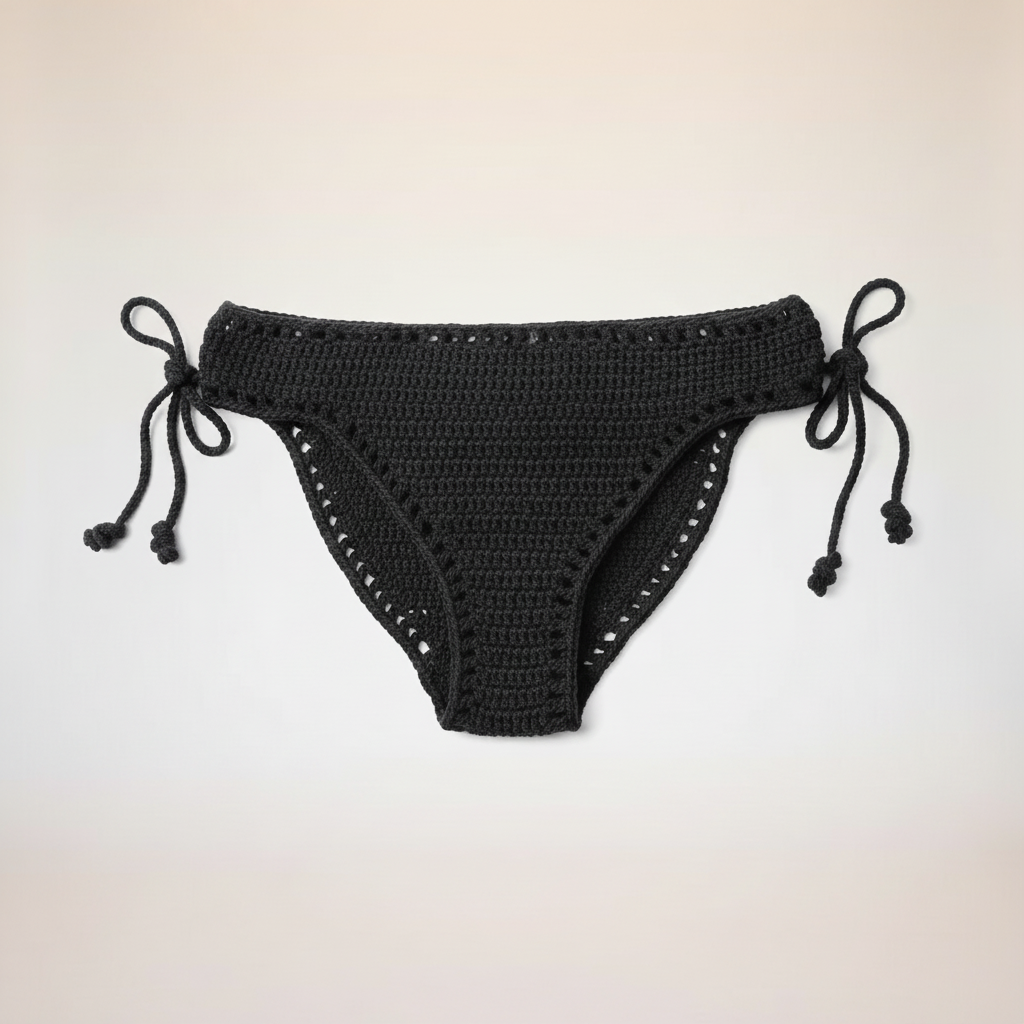 Black Crochet Bikini Bottom - Brand Background