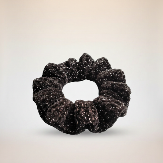 Black Sparkle Velvet Scrunchie - Brand Background
