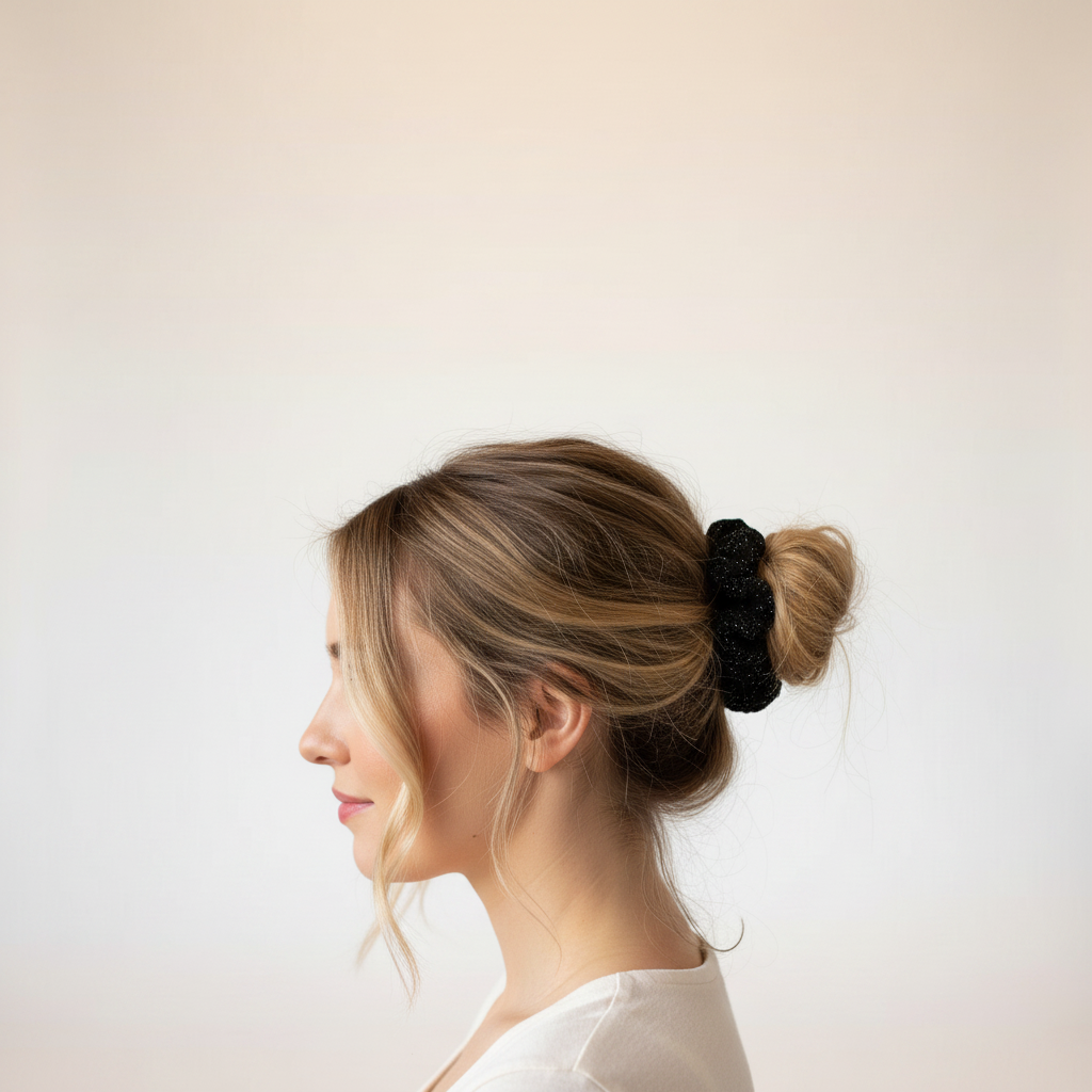 Black Sparkle Velvet Scrunchie - Model Shot 3