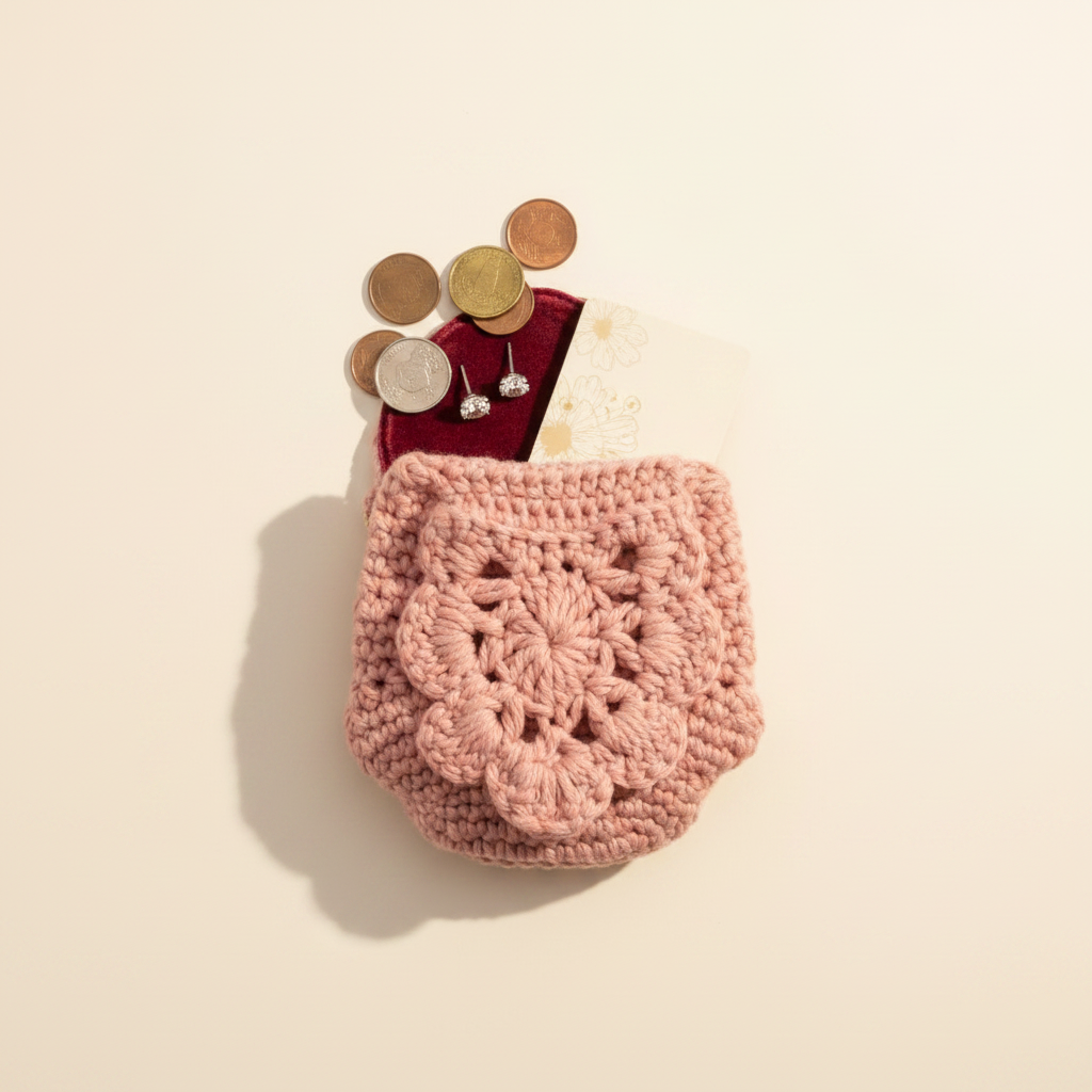 Blush Pink Coin Purse - Overhead Open