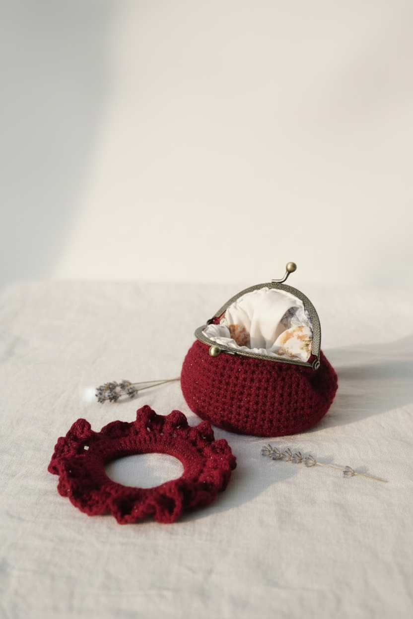 Burgundy Coin Purse & Scrunchie - Lifestyle