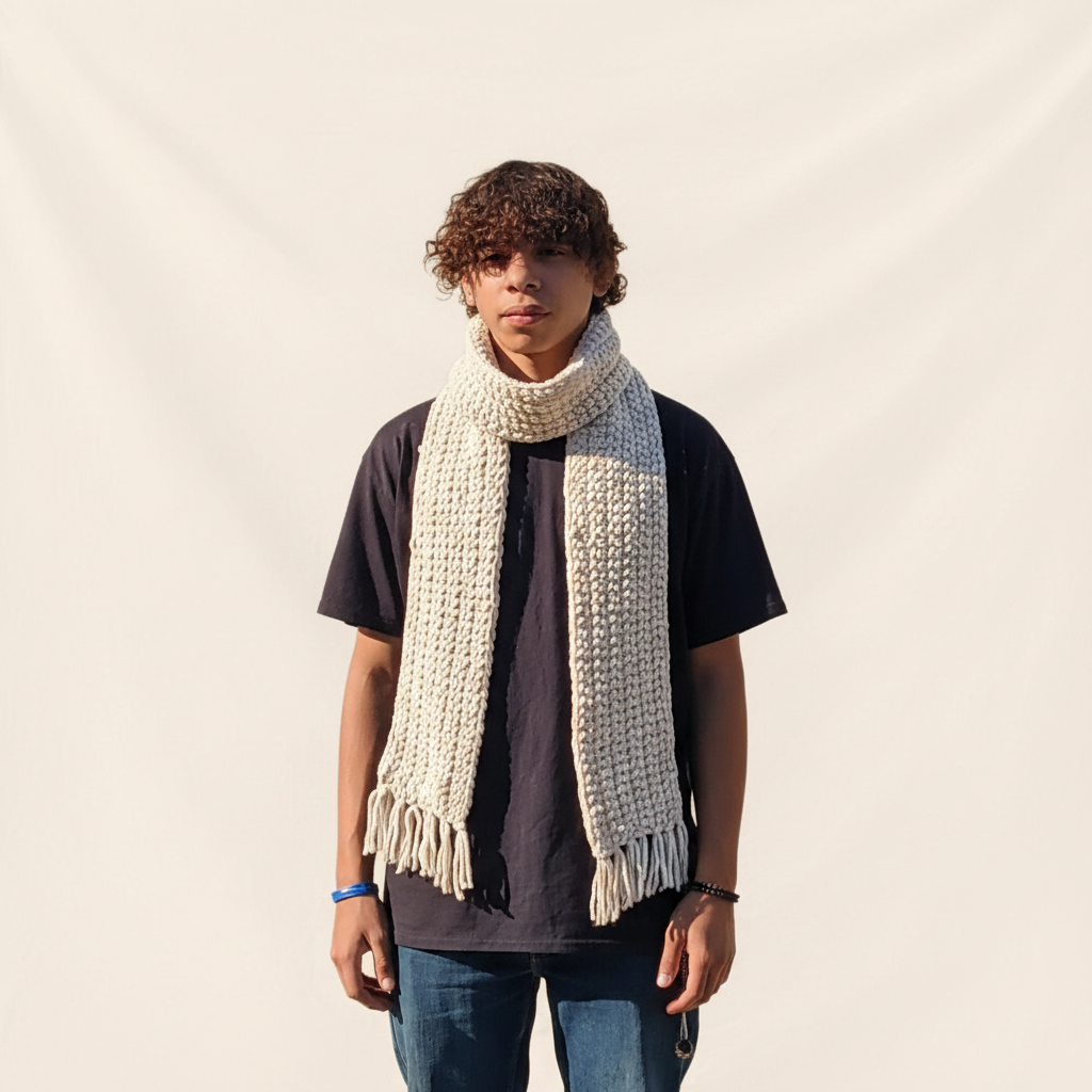 Cream Chenille Scarf - Image 3