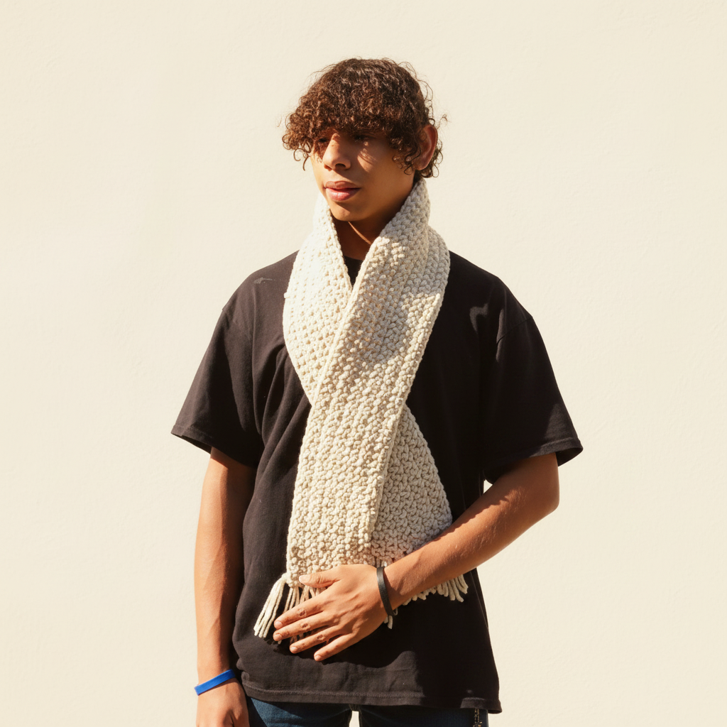 Cream Chenille Scarf - Image 4