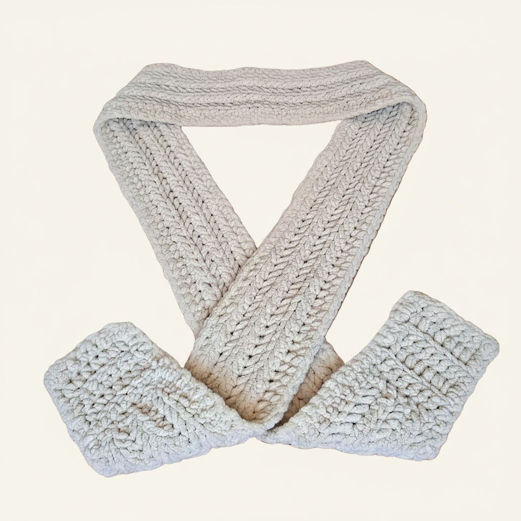 Cream Chenille Scarf - Image 5 Revised