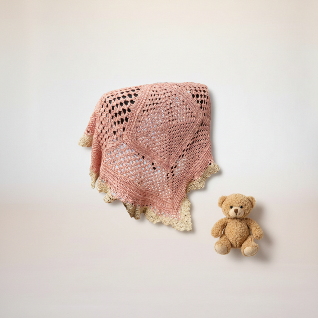 Desert Rose Pink Baby Blanket - Flat Lay