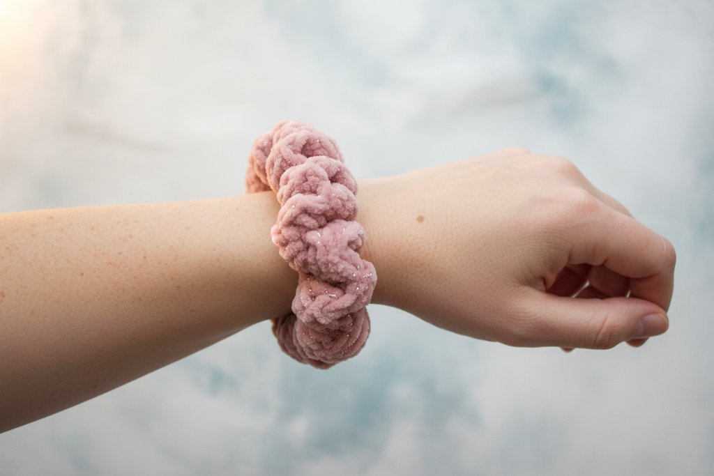 Desert rose scrunchie wrist shot