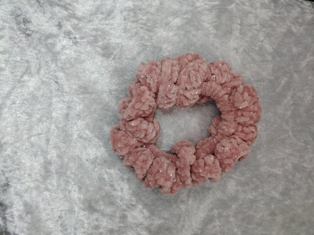 Desert Rose Sparkle Velvet Scrunchie