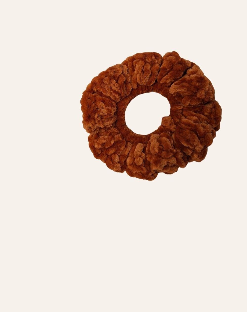 Pumpkin Velvet Scrunchie | Handmade Crochet Hair Accessory | Chunky Thick Scrunchie