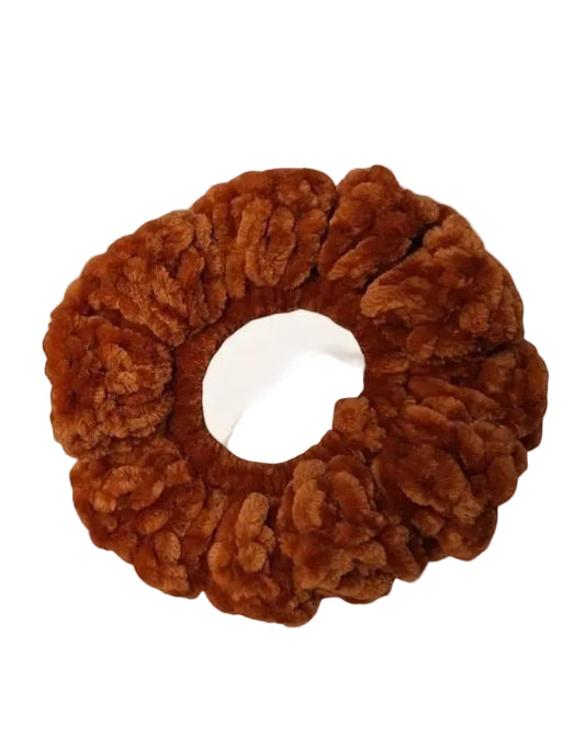 Pumpkin Velvet Scrunchie | Handmade Crochet Hair Accessory | Chunky Thick Scrunchie