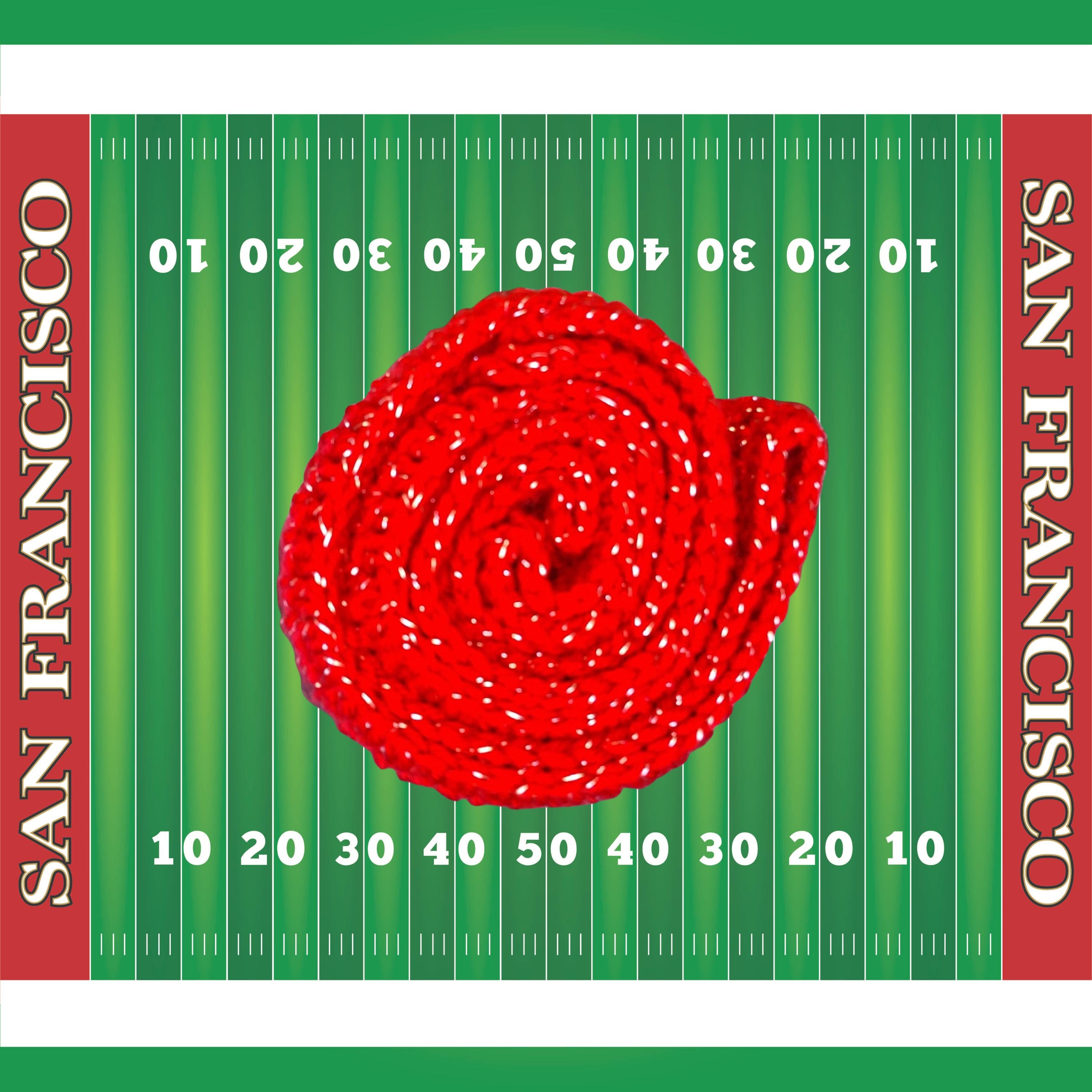 Extra Long Red & Gold Sparkle Scarf – Handmade Wide Acrylic Football Fan Accessory – 49ers Inspired