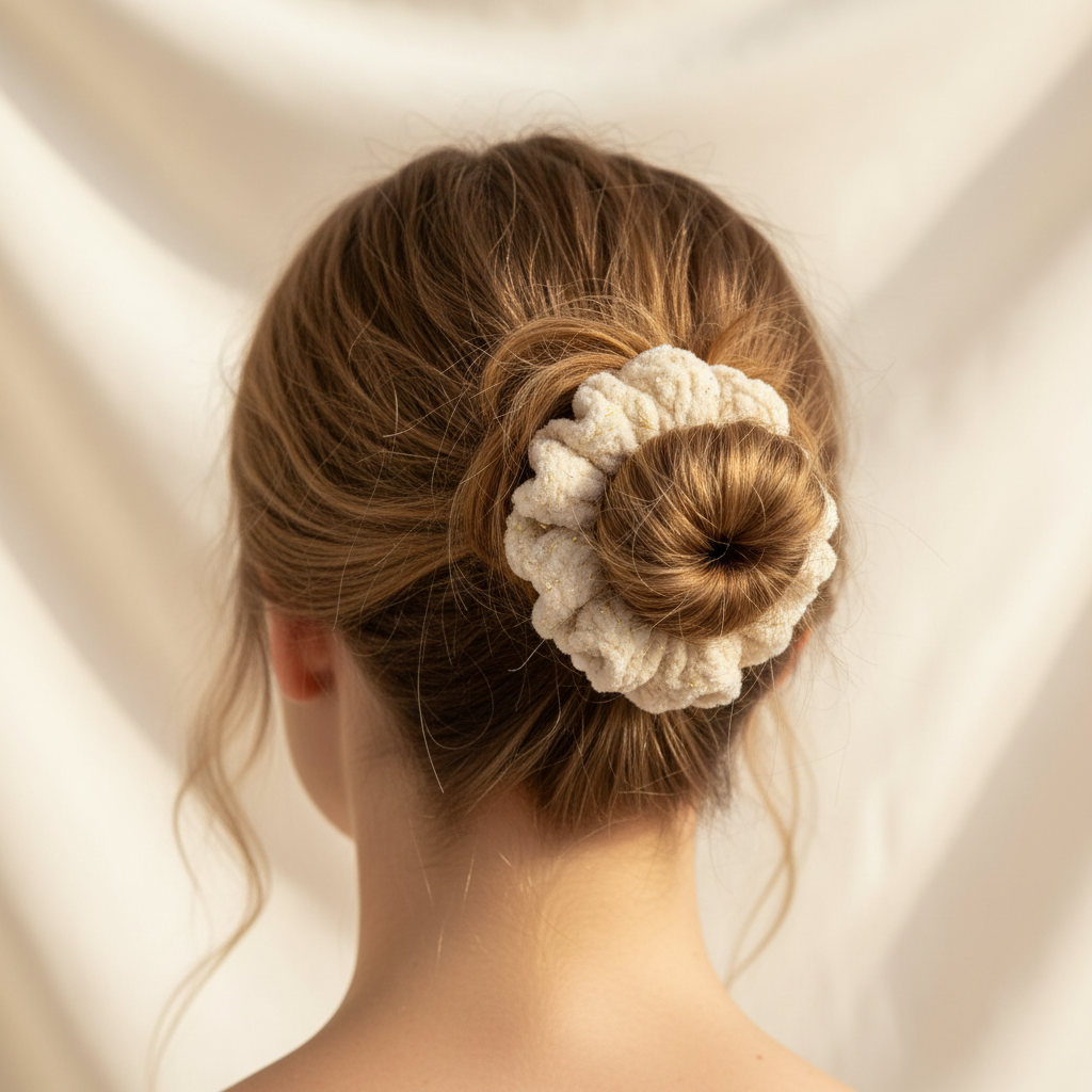 Golden Sparkle Velvet Scrunchie - Messy Bun