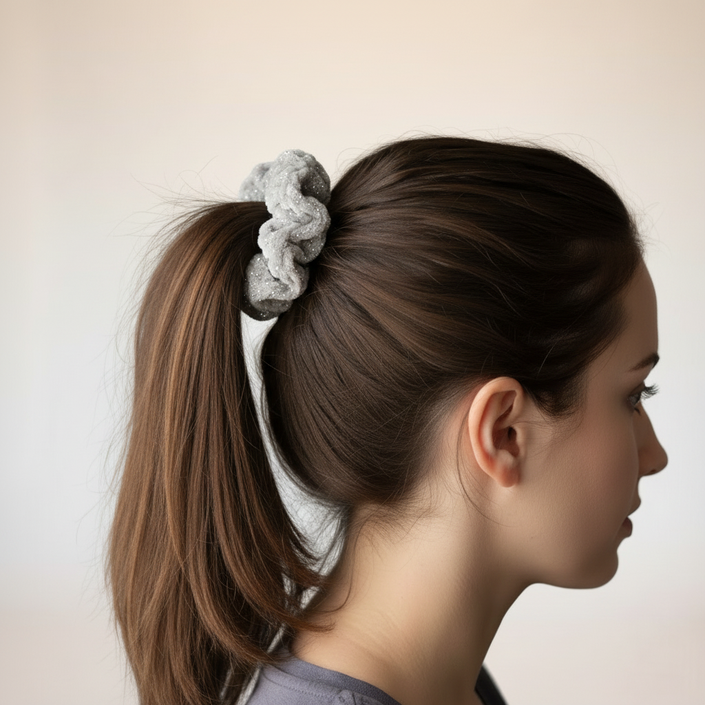 Grey Sparkle Scrunchie - Ponytail