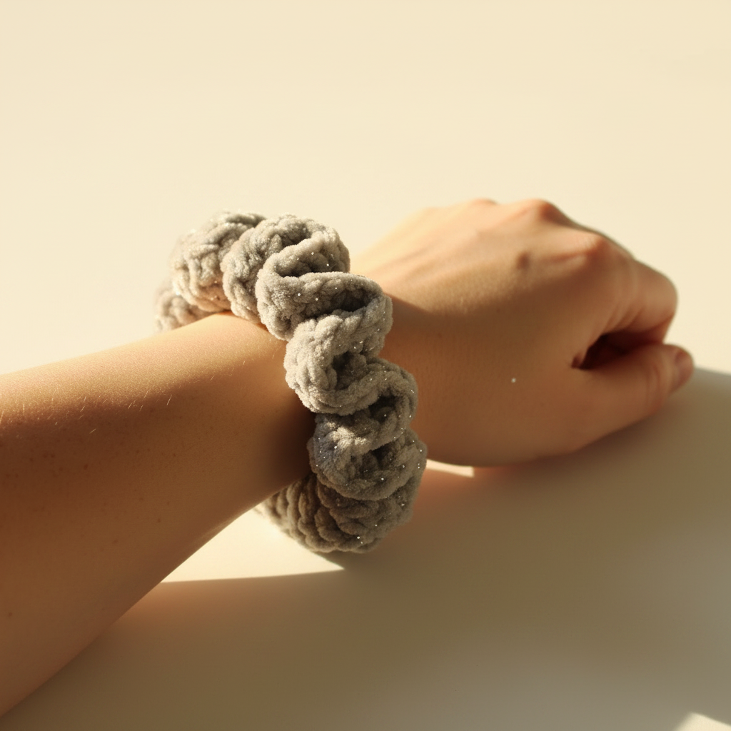 Grey Sparkle Scrunchie - Wrist