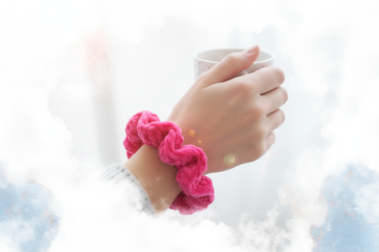 Hot pink scrunchie lifestyle shot