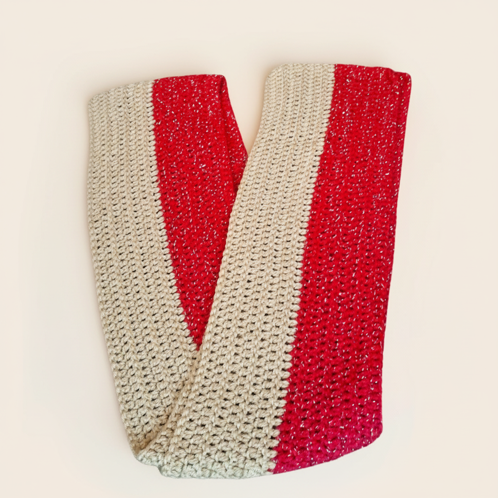Red & Gold Sparkle Scarf | Extra Long Handmade Crochet | Football Fan Accessory | 49ers Inspired