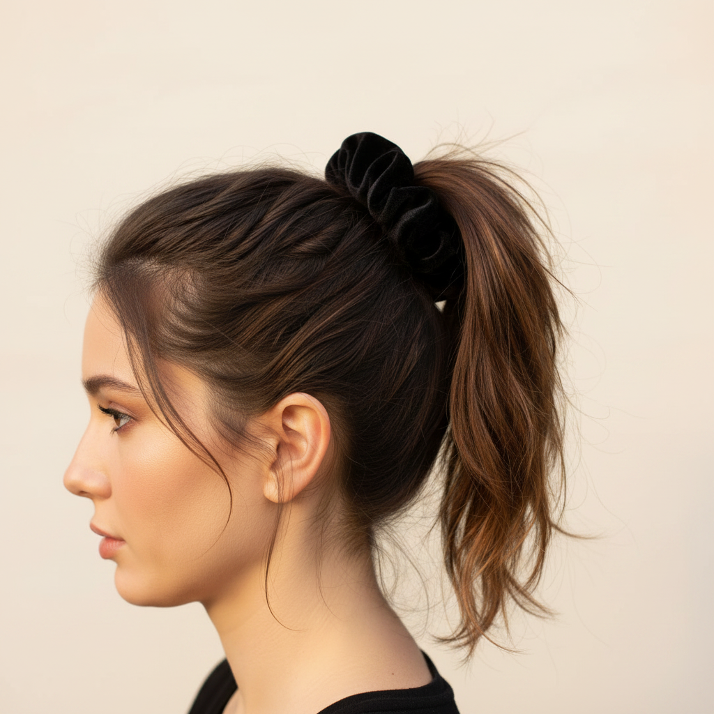 Black Velvet Crochet Scrunchie | Chérie Amor Crochet