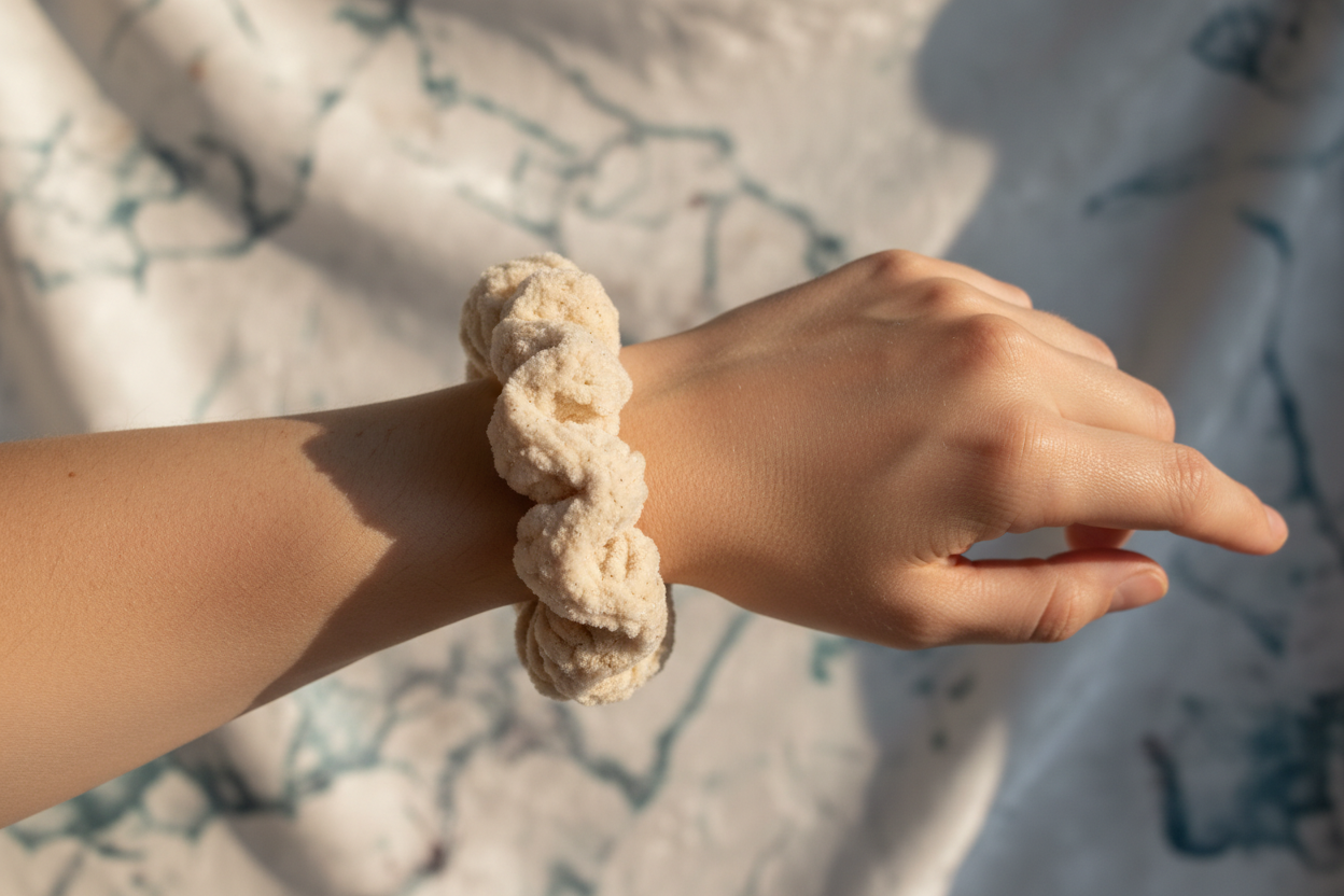 Golden sparkle scrunchie wrist shot