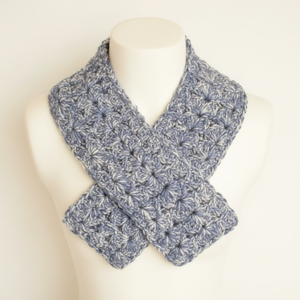 Denim Blue Kids Crochet Scarf
