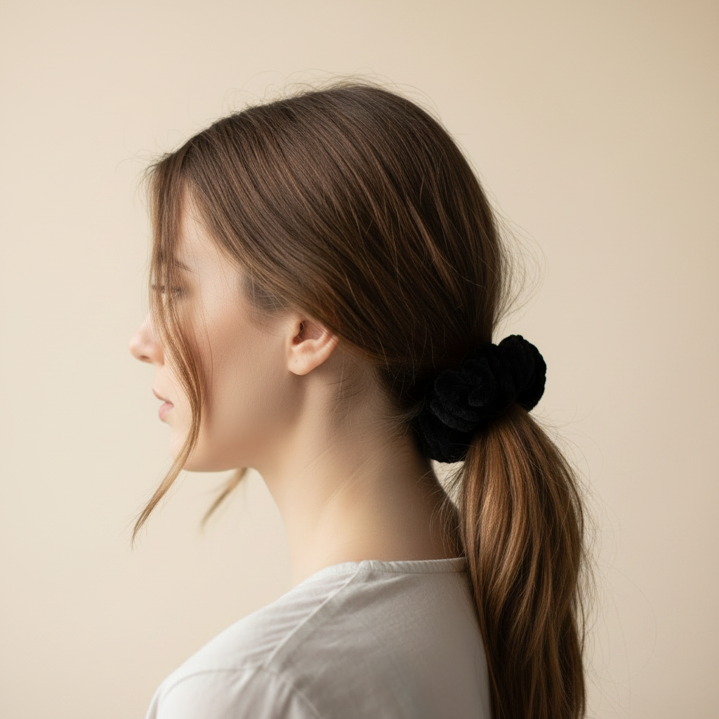 Black Velvet Crochet Scrunchie | Chérie Amor Crochet
