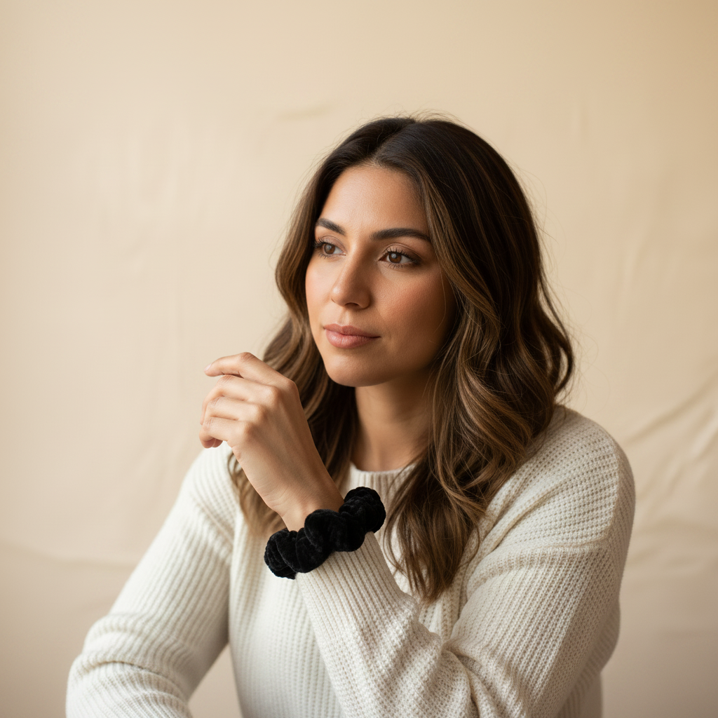 Black Velvet Crochet Scrunchie | Chérie Amor Crochet