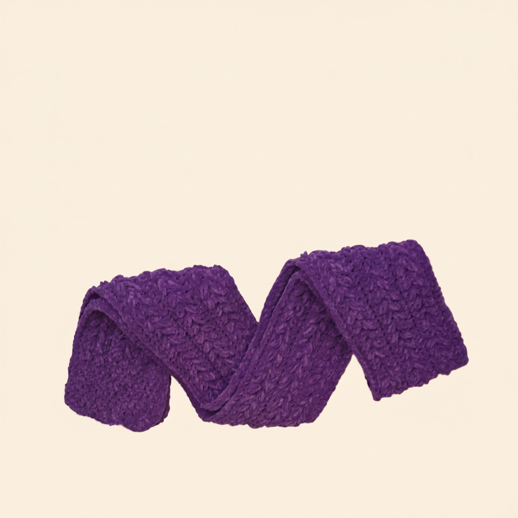 Purple Plush Scarf – Extra Long Soft Velvet Herringbone Crochet