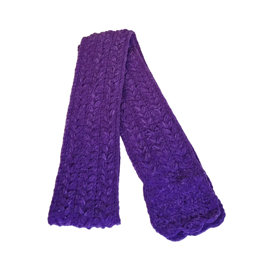 Purple Plush Scarf – Extra Long Soft Velvet Herringbone Crochet