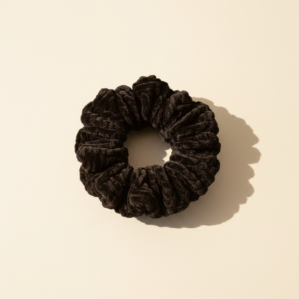 Black Velvet Crochet Scrunchie | Chérie Amor Crochet