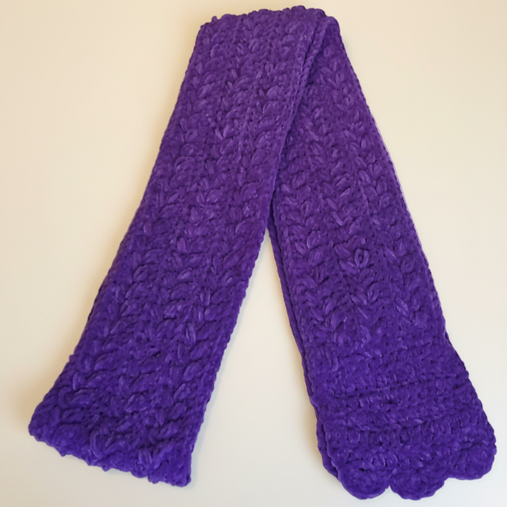 Purple Plush Scarf – Extra Long Soft Velvet Herringbone Crochet