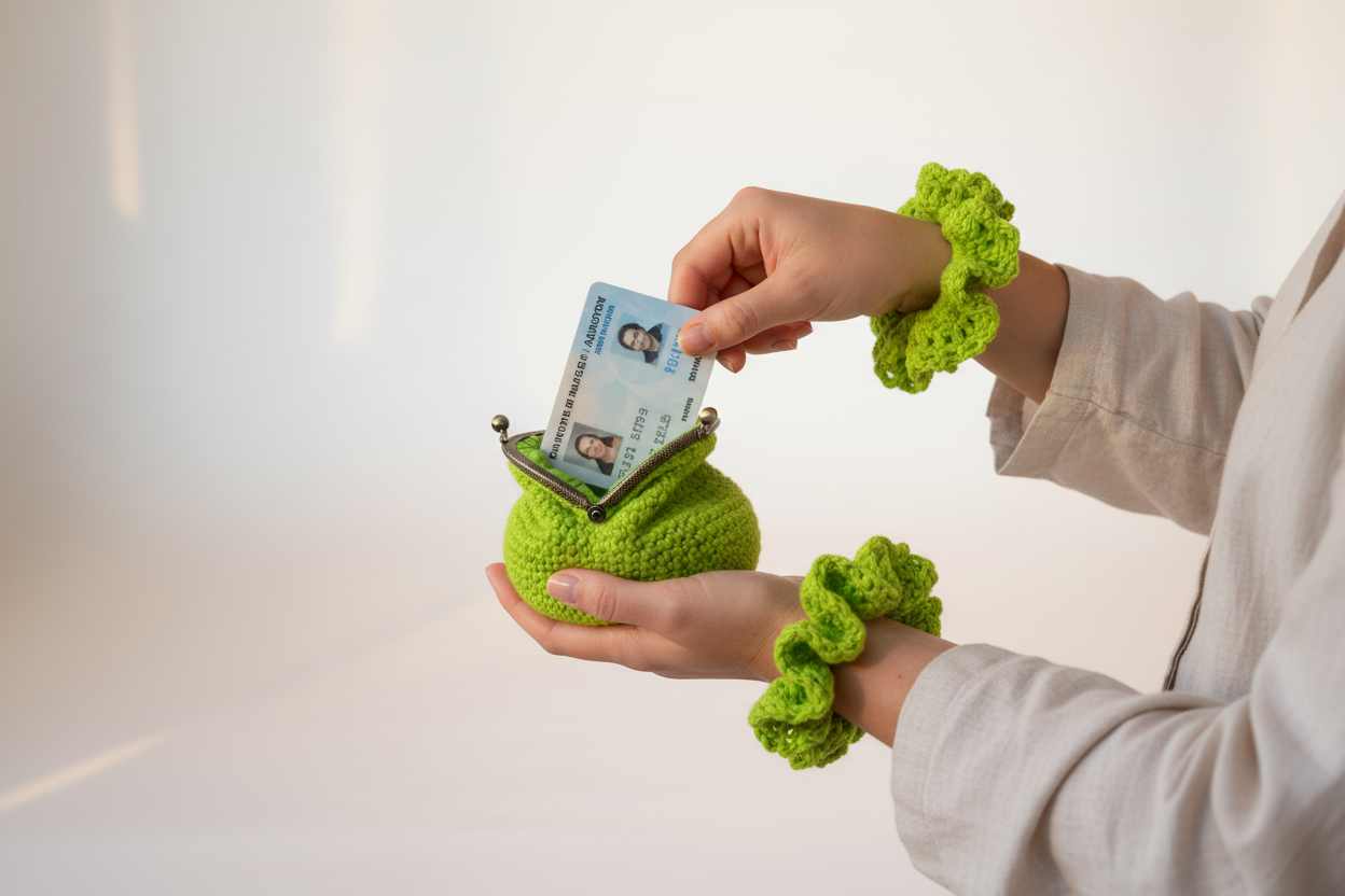 Lime Green Coin Purse & Scrunchie Set - Lifestyle