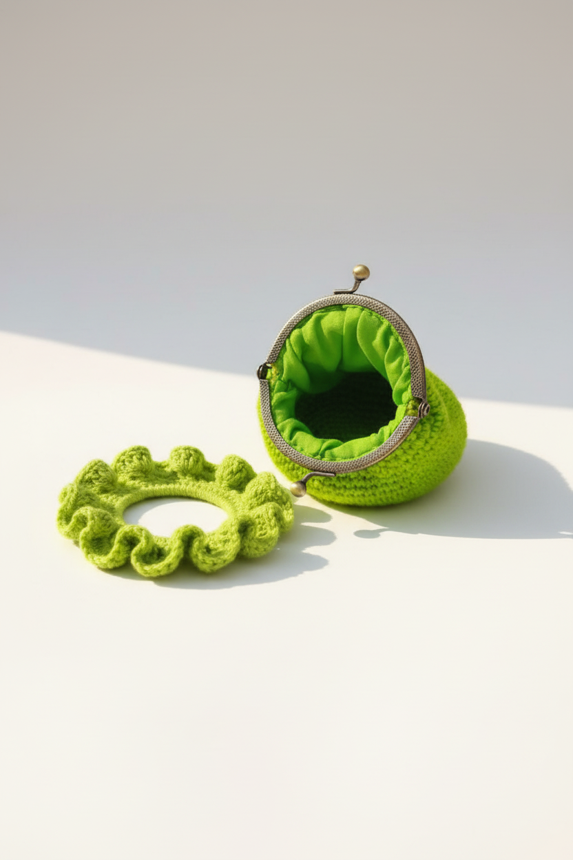 Lime Green Crochet Matching Set - Clean White Background