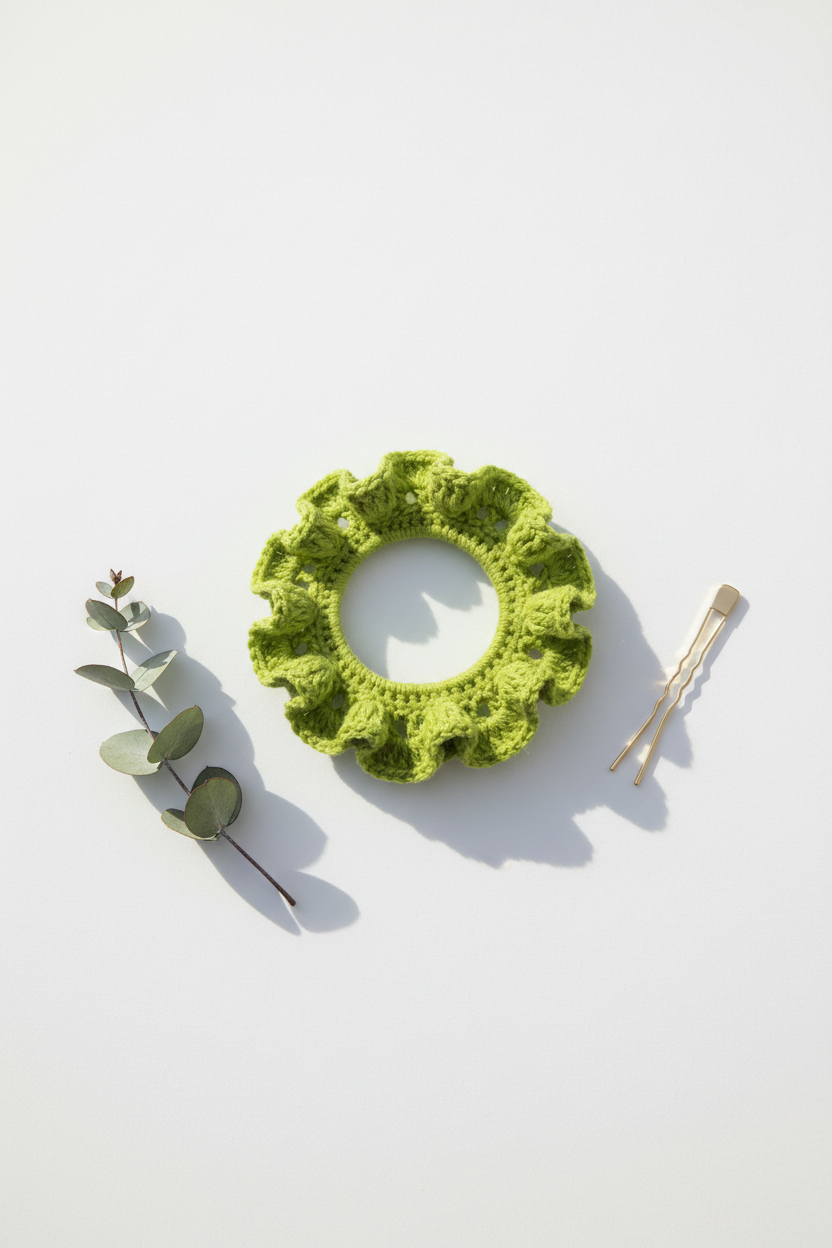 Lime Green Hair Tie - Styled Flat Lay