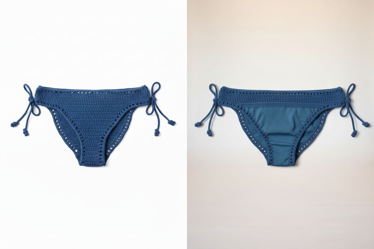 Patina Blue Bikini Bottom - Front & Lining Side by Side