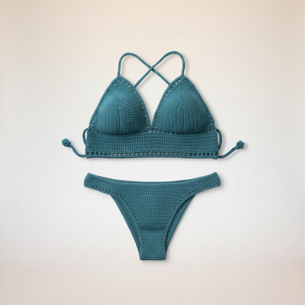 Patina Blue Bikini Set - Color Matched Flat Lay