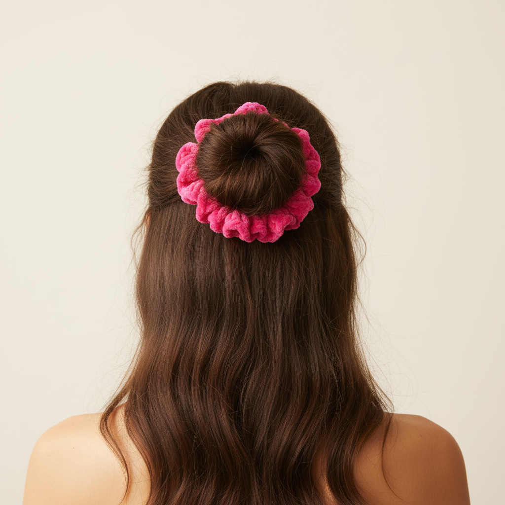 Pink Scrunchie - Messy Bun