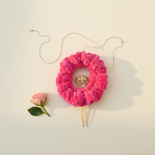 Pink Scrunchie - Styled Flat Lay