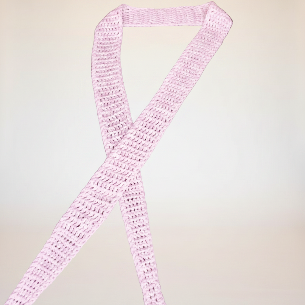 Powder Pink Skinny Sophie Scarf – Image 4 with Brand Background