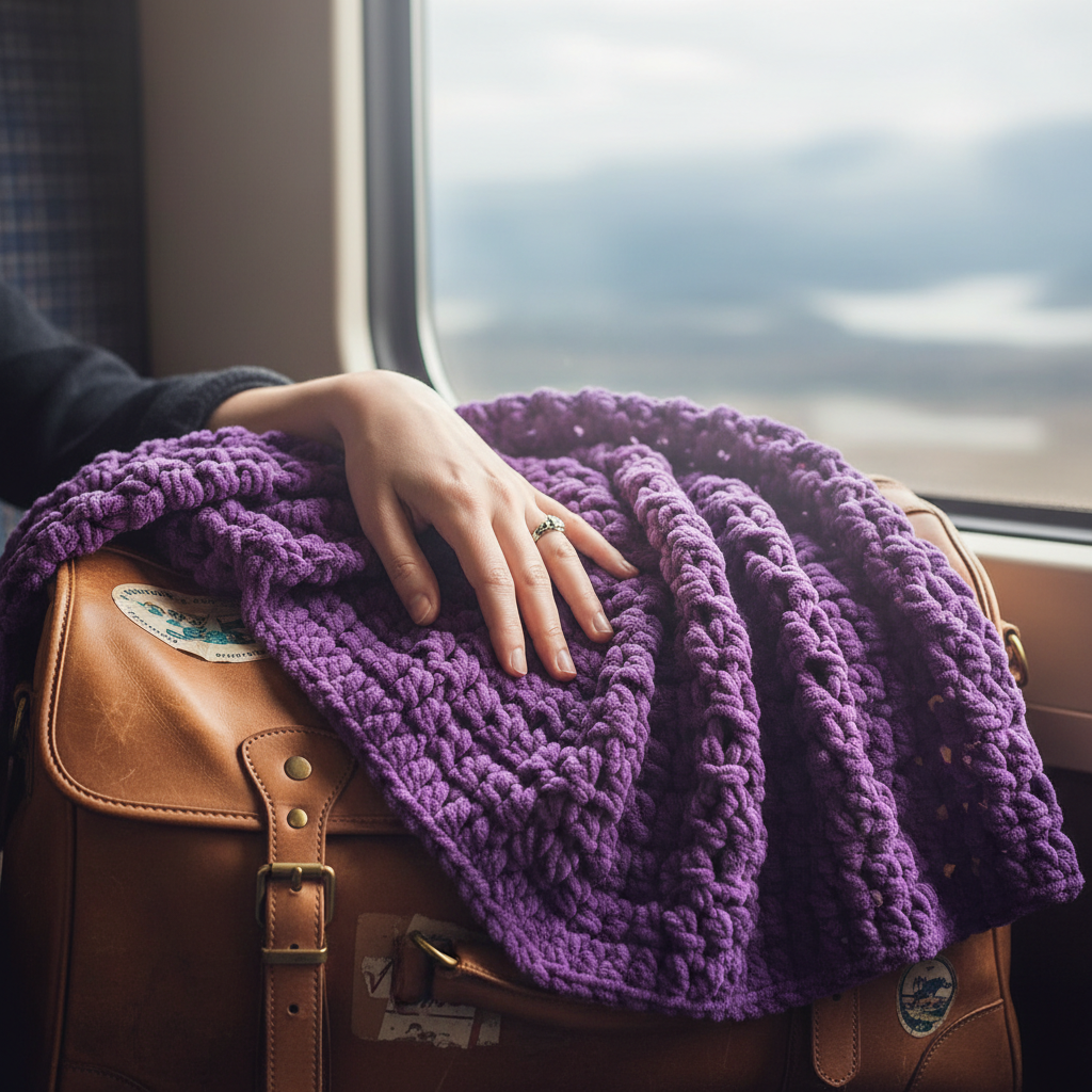 Purple Chenille Scarf Travel Mockup