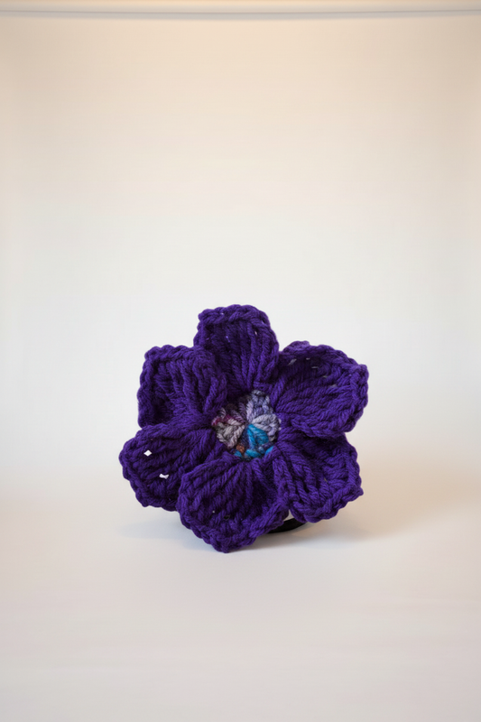 Purple Crochet Flower Hair Tie Mockup